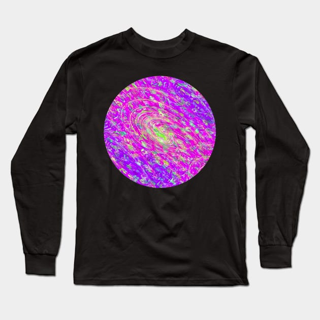 Abstract Fractal Wave Spiral Galaxy Purple Marbled Pattern Swirl Natural Flow Long Sleeve T-Shirt by Aryxaba